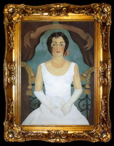 framed  Frida Kahlo The lady dressed  in white, ta009-2